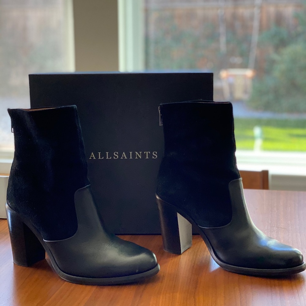 Allsaints rustic two tone leather/suede boots
